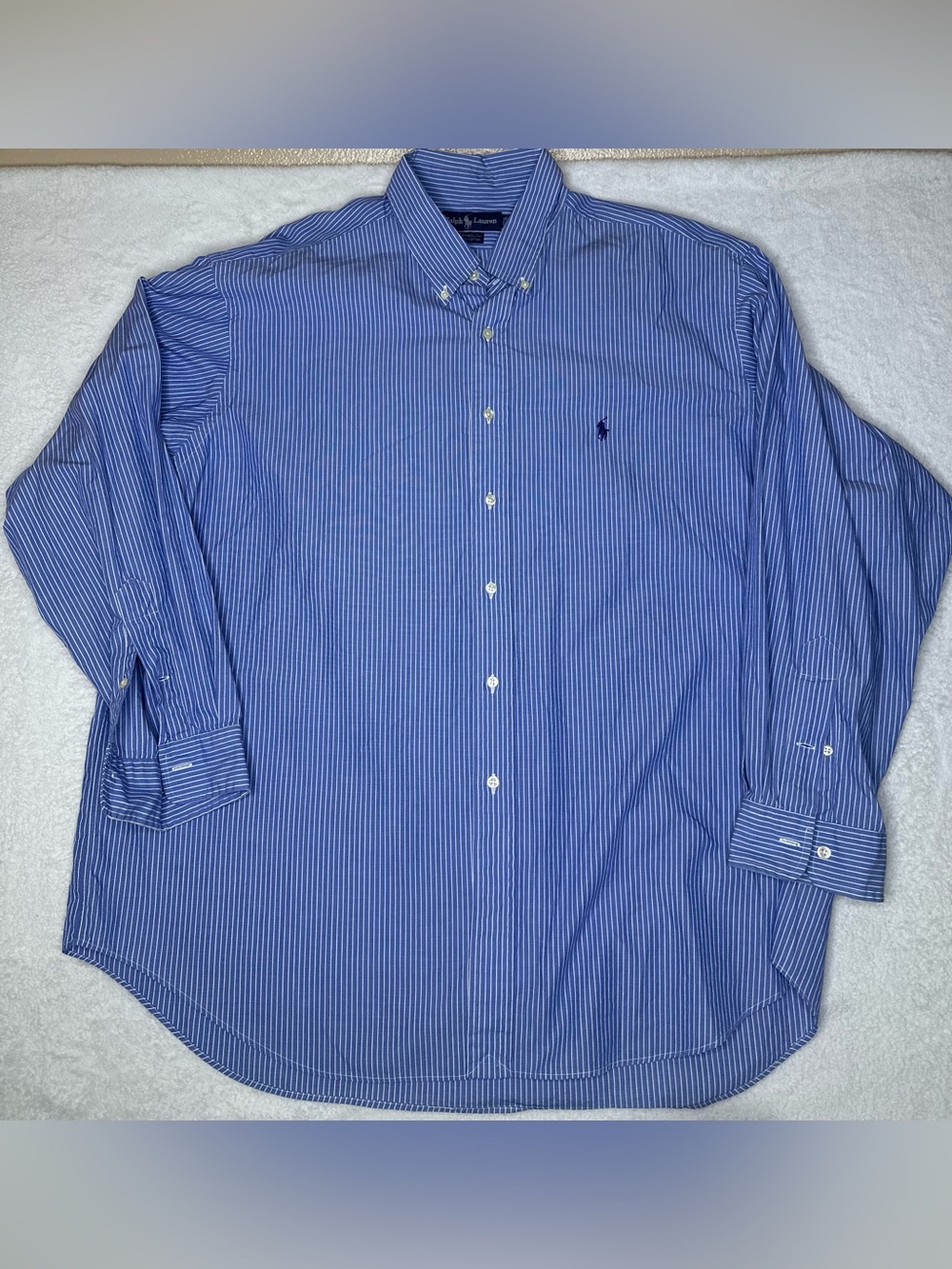 Ralph Lauren Yarmouth Men’s 18-35 Blue White Pinstripe Button Down Shirt